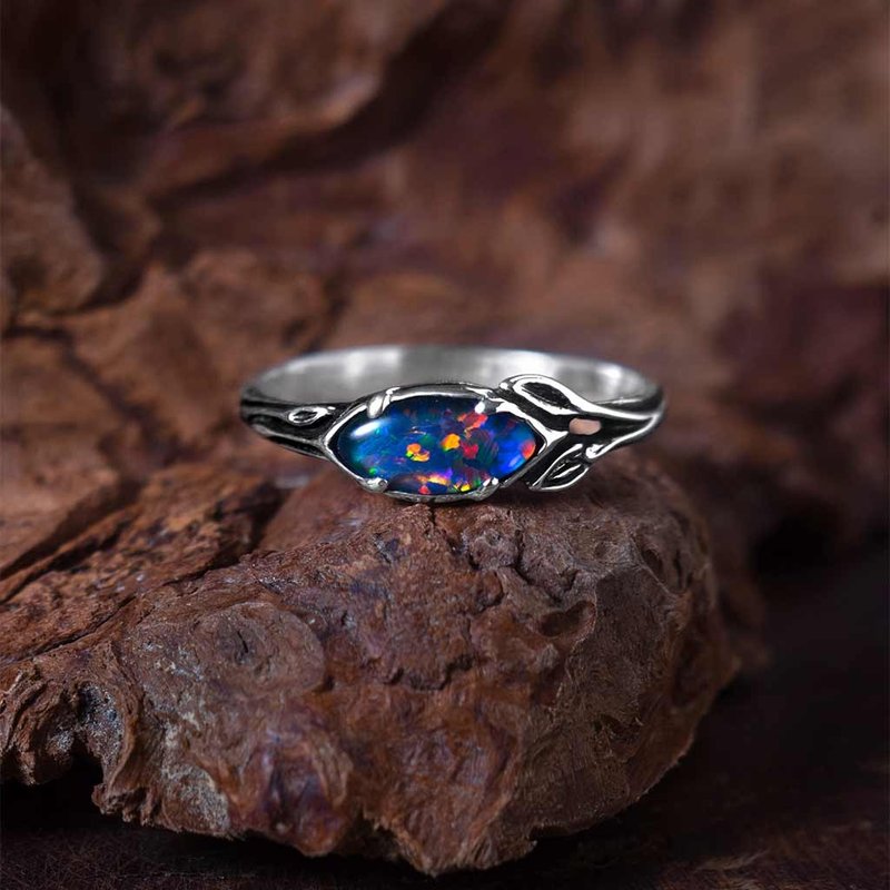 Opal ring Novi | Australian Opal sterling silver ring | October birthstone ring - General Rings - Sterling Silver Silver