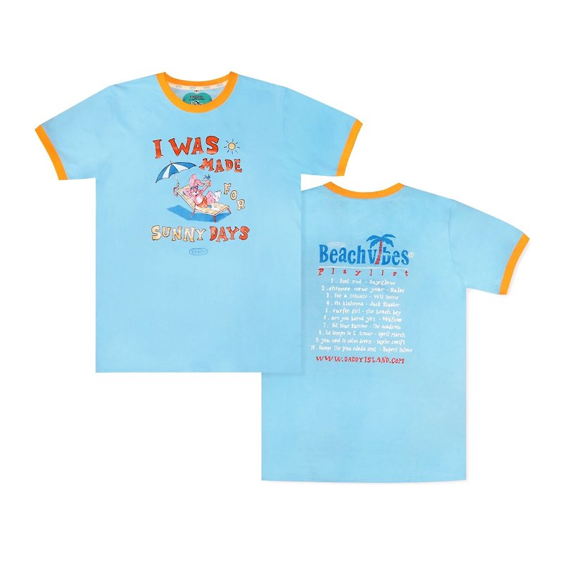 DADDY | Sunny Boy T シャツ、T シャツ、日光浴するウサギのスクリーン プリント。 - Tシャツ - その他の素材 