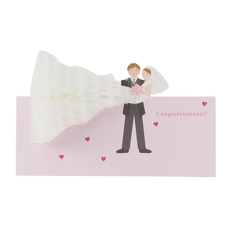 ◤恭喜～結婚快樂｜立體 卡片｜JP - 卡片/明信片 - 紙 粉紅色
