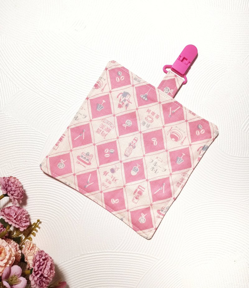 Pure cotton with two layers to four layers of yarn/children's handkerchief/handkerchief holder/hand towel/small square towel-Japanese afternoon tea - ผ้าเช็ดหน้า - ผ้าฝ้าย/ผ้าลินิน สึชมพู