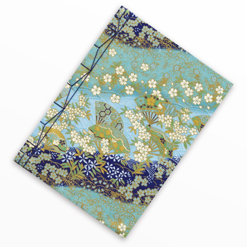 Japanese bound notebook, Handmade, Yuzen Washi, Japanese paper, Fair Trade - Notebooks & Journals - Paper Blue