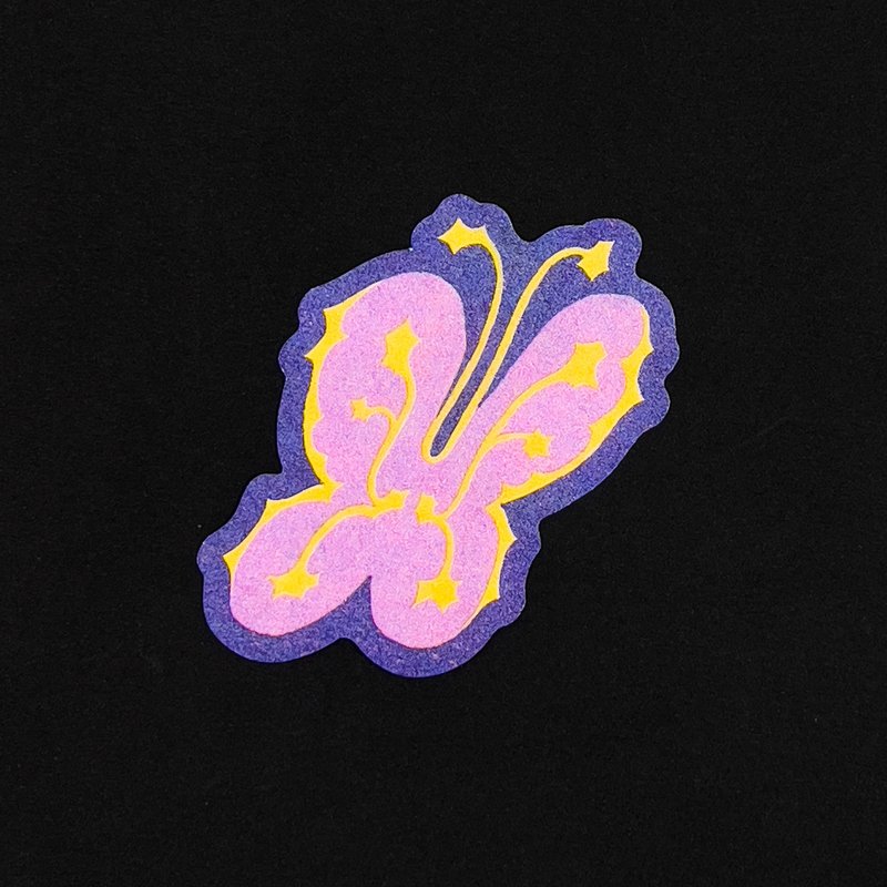 Original Risograph butterfly sparkle sticker - สติกเกอร์ - กระดาษ 