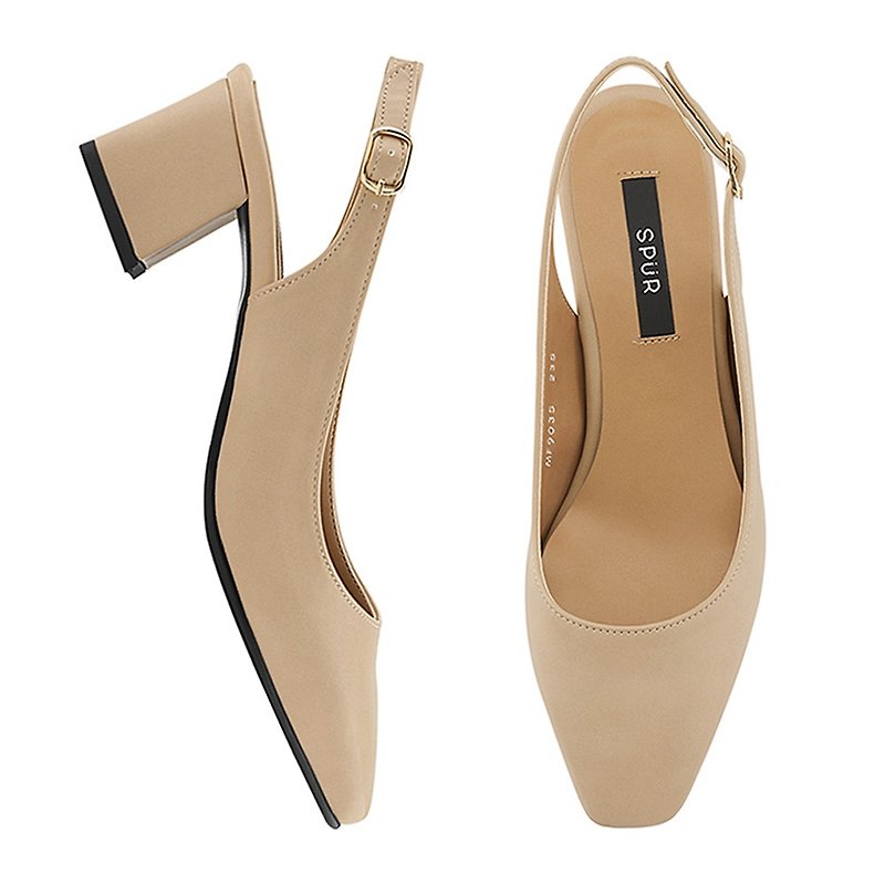 SPUR – Slim square slingback MF9035 BEIGE - Women's Leather Shoes - Faux Leather 
