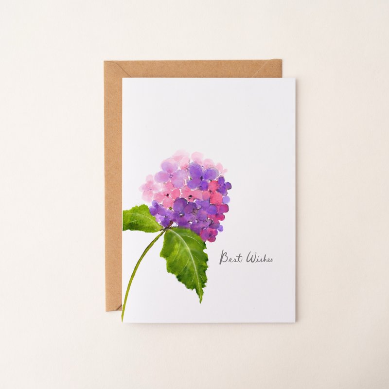 水彩フローラル手描きカード カスタマイズ多目的カード 植物 祝福カード 誕生日カード 感謝カード ポストカード - はがき・メッセージカード - 紙 パープル