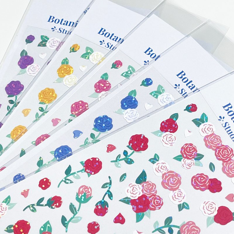 Rose Garden - flower holographic seal sticker (minher studio) - 貼紙 - 紙 多色