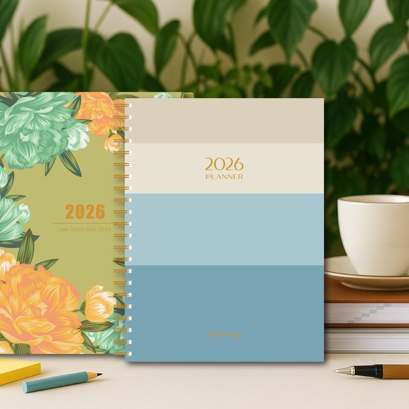 【預購】2026手帳/週/月計畫筆記日誌_Blossom Days_12款設計任選 - 筆記本/手帳 - 紙 多色