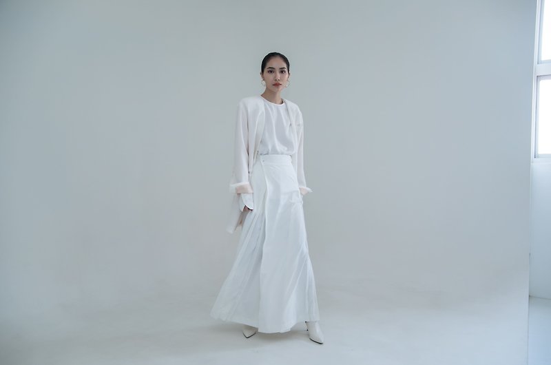 2020 SS/Simple/Double/Floor/Long Skirt - Skirts - Cotton & Hemp White