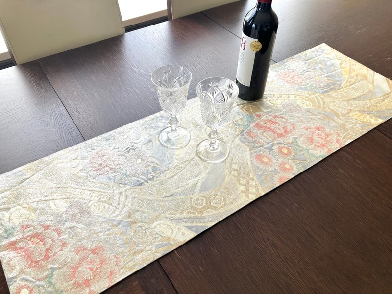着物 帯 テーブルセンター PTC001 - 桌布/桌巾/餐墊 - 絲．絹 白色