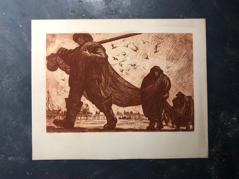 Toilers of the Black Sea, Vintage Etching on Paper, Collectible Artwork Wall Art - 海報/掛畫/掛布 - 紙 