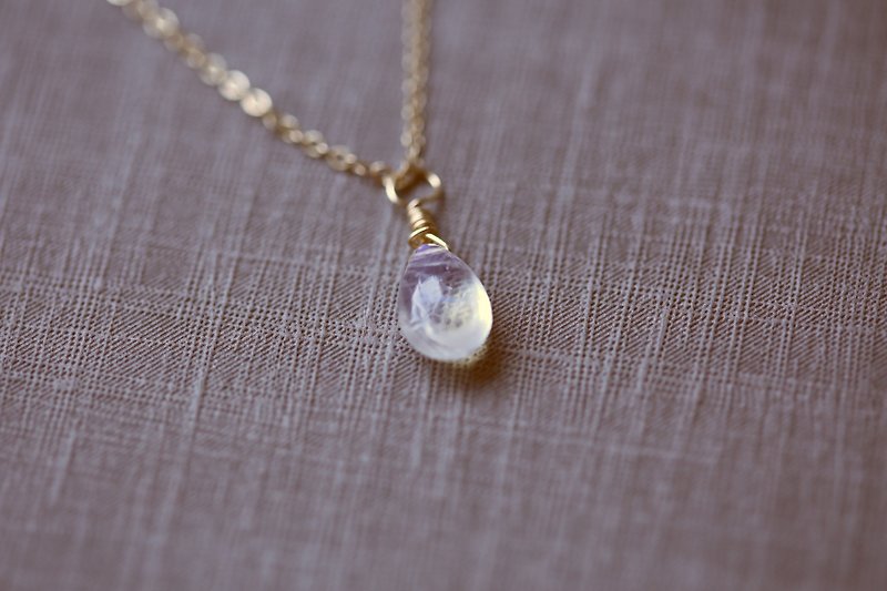 Moonlight energy │ necklace 14K white inner strength - Necklaces - Gemstone White