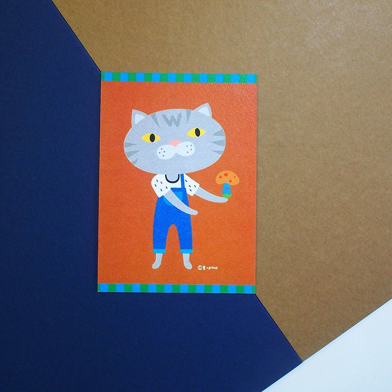 E*group tabby cat cato postcard cat - การ์ด/โปสการ์ด - กระดาษ สีส้ม