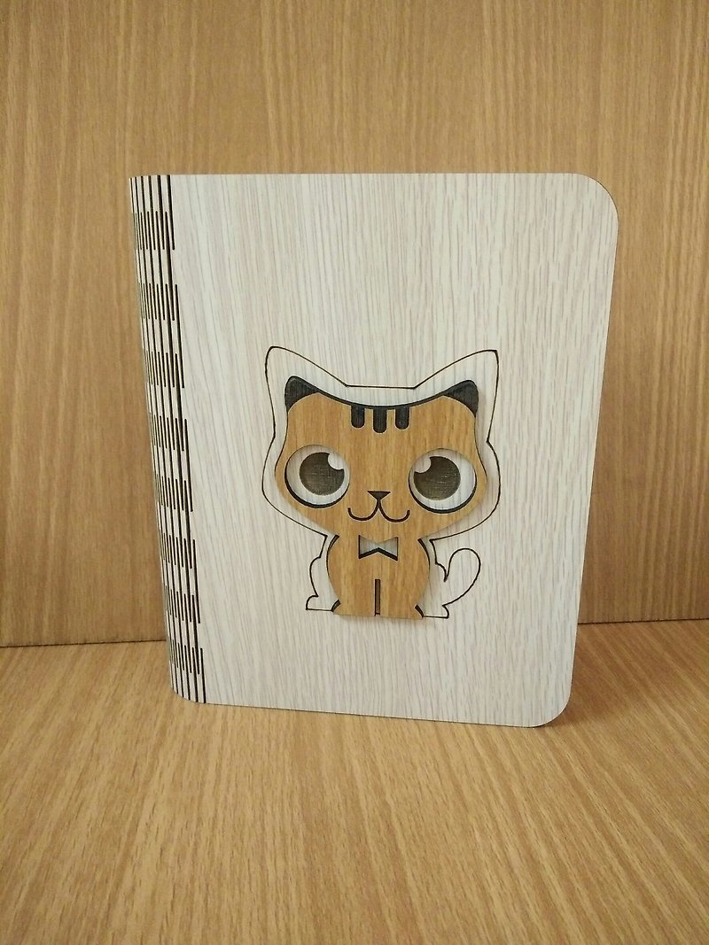 [Chinese Valentine's Day gift] A6 all-in-one notebook ─ three-dimensional cat gift handbook folder - สมุดบันทึก/สมุดปฏิทิน - ไม้ สีนำ้ตาล