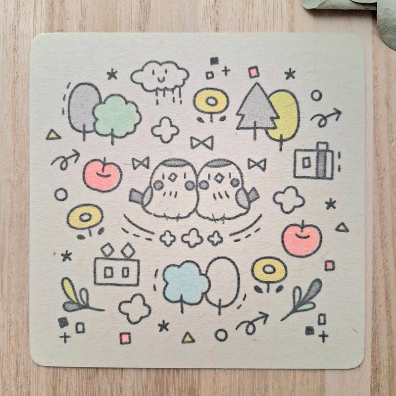 ましかくポストカード スズメと街 - 卡片/明信片 - 紙 