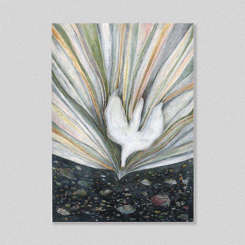 Glowing Bird is Falling | Original Painting Printed Postcard - Cards & Postcards - Paper 