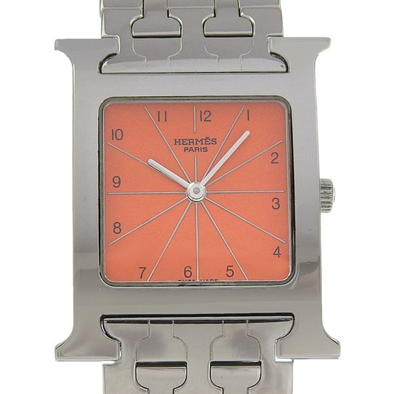 【日本直送】エルメス HERMES Hウォッチ 腕時計 HH1.510 SS クオーツ アナログ表示 オレンジ文字盤 ボーイズ【中古】 - 女錶 - 不鏽鋼 銀色