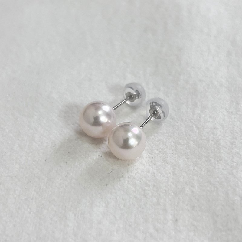 一粒 パール ピアス 7.5-8mm プラチナ K18YG K10YG K10PG 本真珠 あこや真珠 スタッドピアス Made in Japan - 耳環/耳夾/耳骨夾 - 珍珠 白色