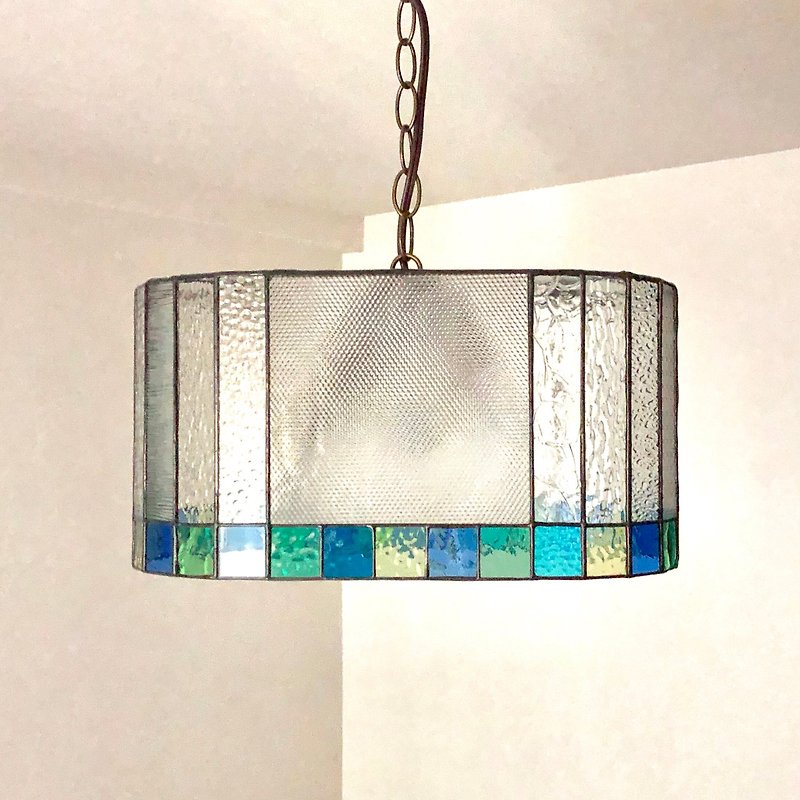 Stained glass 2 light pendant lamp Manège - Lighting - Glass Transparent
