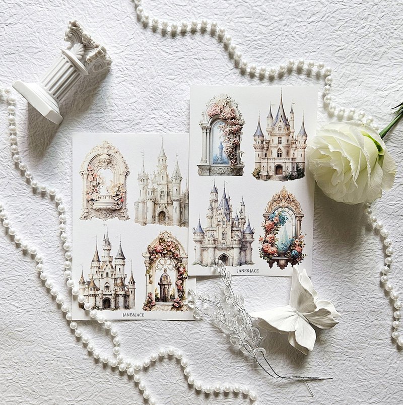 fairy tale castle stickers - Stickers - Paper White