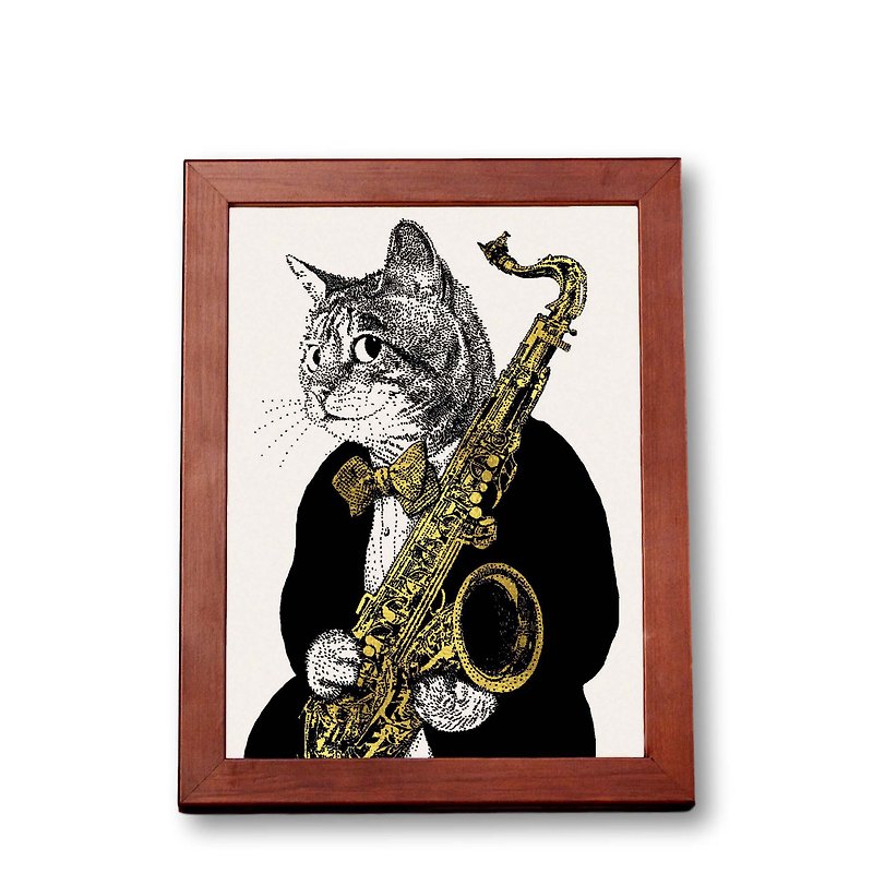 古典音樂貓肖像畫-薩克斯風 | 古典音樂 | Music Gift | 音樂禮品 - 雜誌/書籍/小誌 - 紙 白色
