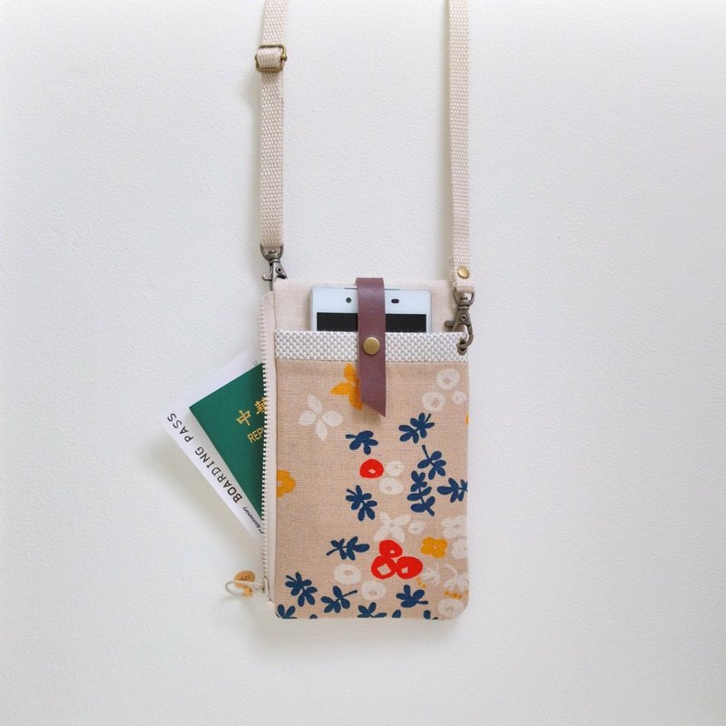 Upgraded version! [FPH/3Way mobile phone bag (can be straight or horizontal)] Mosaic Japanese canvas - กระเป๋าแมสเซนเจอร์ - ผ้าฝ้าย/ผ้าลินิน สีแดง