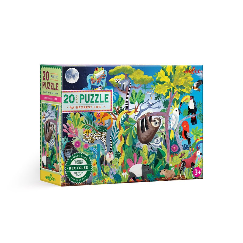 eeBoo 20片拼圖 - 雨林生命 Rainforest Life 20 Piece Puzzle - 拼圖 - 紙 多色