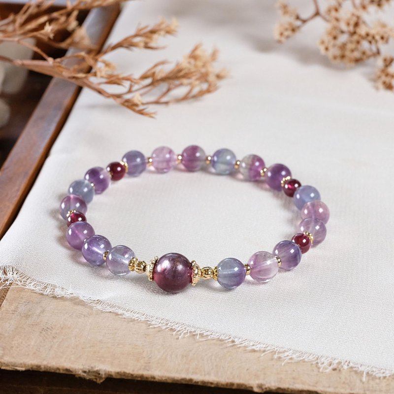 Stone Stone Lithium Mica Bracelet Natural Mineral Crystal - Bracelets - Gemstone Multicolor