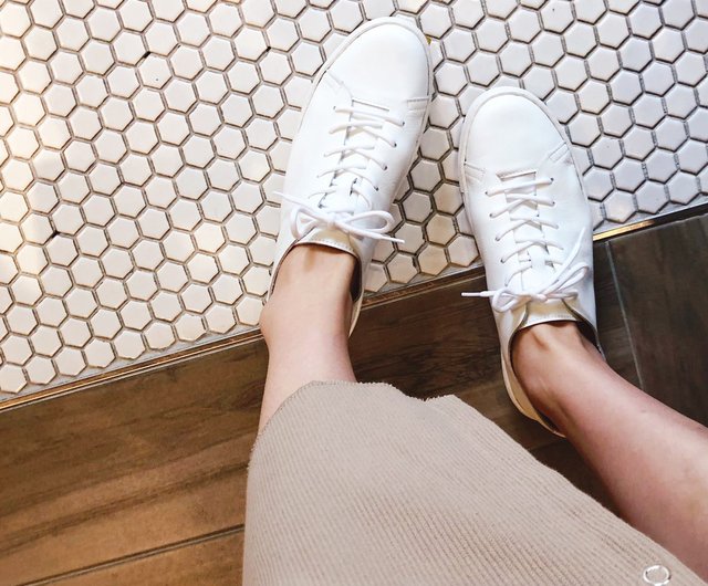 預購 Recipe日本製 大人女子素面綁帶休閒鞋 白 設計館shoes Party 鞋靴派對 女款休閒鞋 Pinkoi