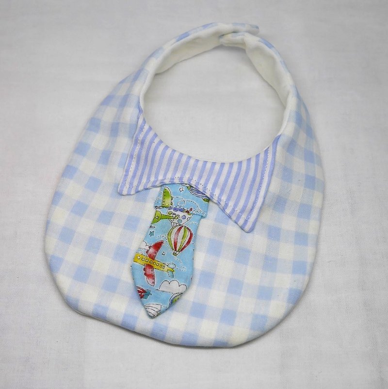 Japanese Handmade 4-layer-double gauze Baby Bib with tie - Bibs - Cotton & Hemp Blue