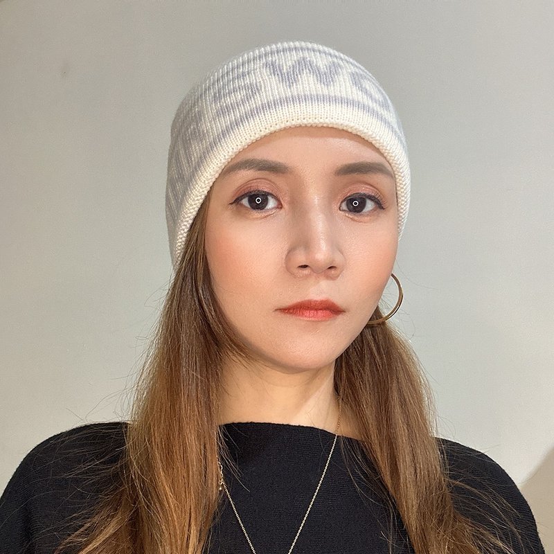 毛線帽【ISW】悉心界字母翻邊毛線帽-白色 (四色可選) - 帽子 - 棉．麻 白色