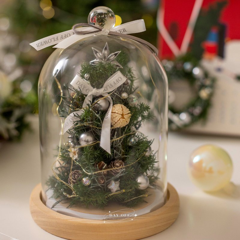 DAY OFF Christmas tree night light exchange gift Christmas decoration home decoration dry flower night light - ช่อดอกไม้แห้ง - พืช/ดอกไม้ 