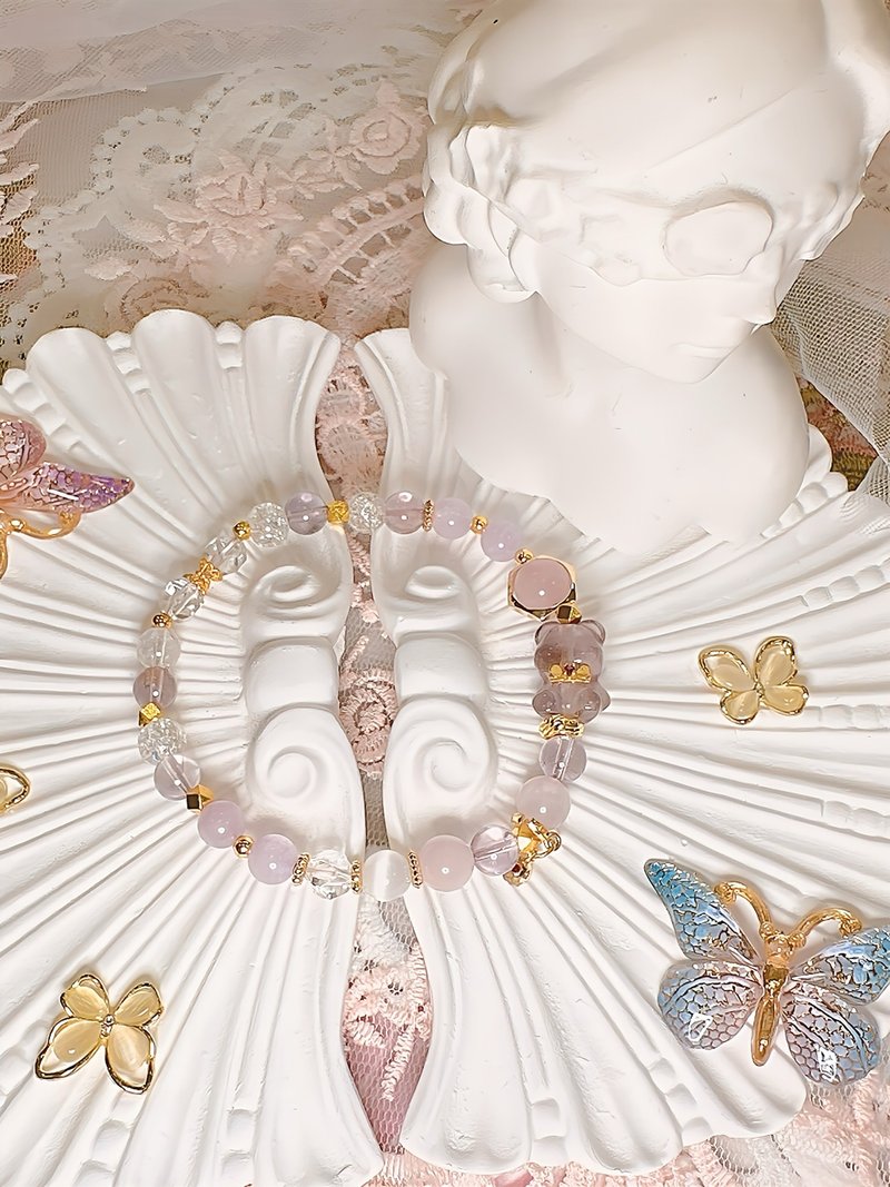 心想飾成水晶手作 幸運小熊款 18k金 手鍊 - 手鍊/手環 - 水晶 紫色