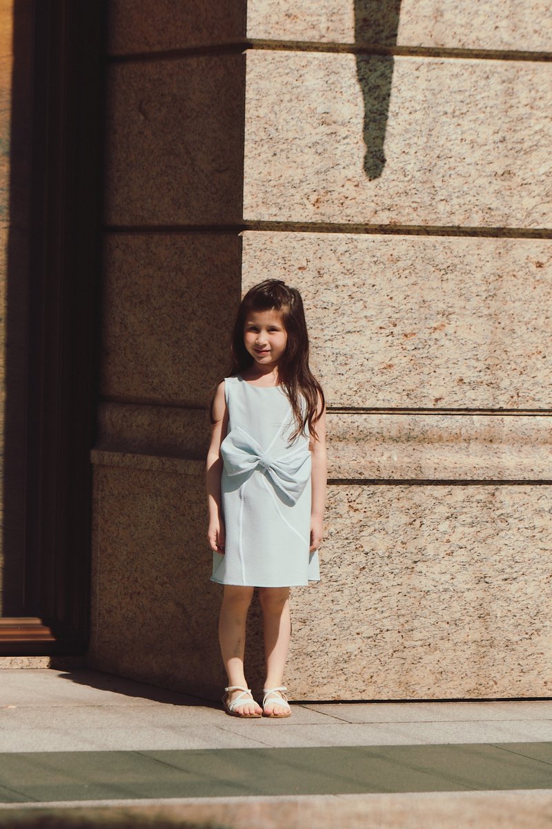 Luxury Series-Cinderella Bow Dress - Kids' Dresses - Cotton & Hemp Blue