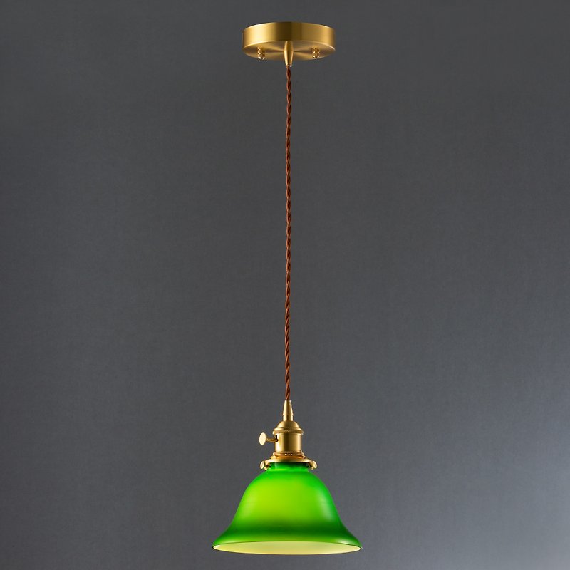 [Old Decoration] Classic Green Glass Copper Chandelier with LED 6W Bulb - โคมไฟ - แก้ว สีเขียว
