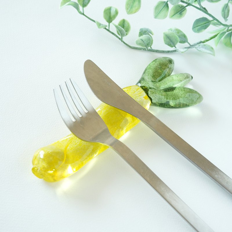 Tulip Cutlery Rest/Yellow, Green - Chopsticks - Glass Yellow