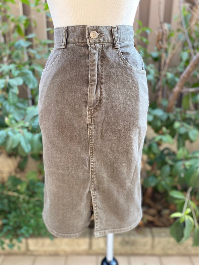 灰色牛仔古著裙日本製 - 裙子/長裙 - 棉．麻 灰色