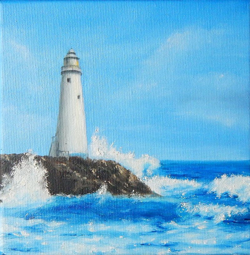 Lighthouse Painting, Handmade Painting On Canvas, Original Art, Hanging Pictures