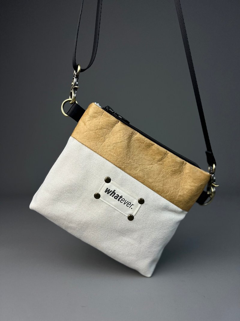 Tyvek paneled cotton canvas side backpack - Messenger Bags & Sling Bags - Cotton & Hemp Khaki