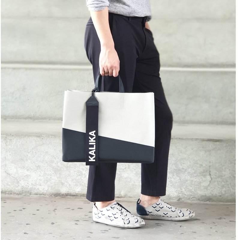 Amit Tote Bag WIDE (SIZE S) - WHITE/ BLACK - Handbags & Totes - Other Materials White