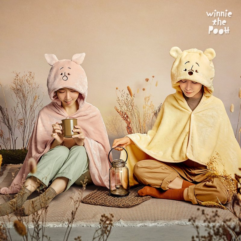 【聖誕禮盒】迪士尼 森林維尼連帽絨毛萬用毯 - 棉被/毛毯 - 聚酯纖維 