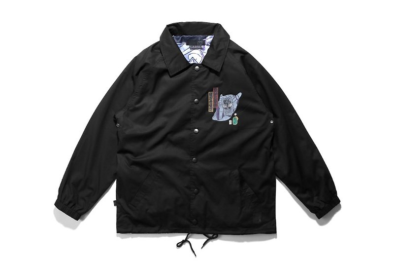 VANDAL X 彫振 合作教練外套 - 外套/大衣 - 聚酯纖維 黑色