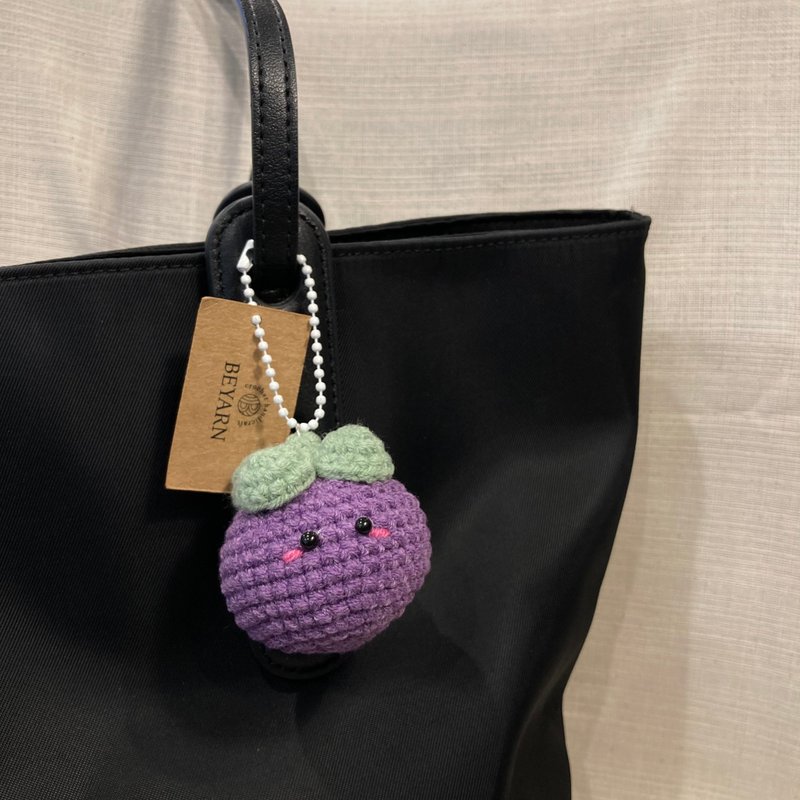 mangosteens crochet keychain - 鑰匙圈/鑰匙包 - 棉．麻 紫色