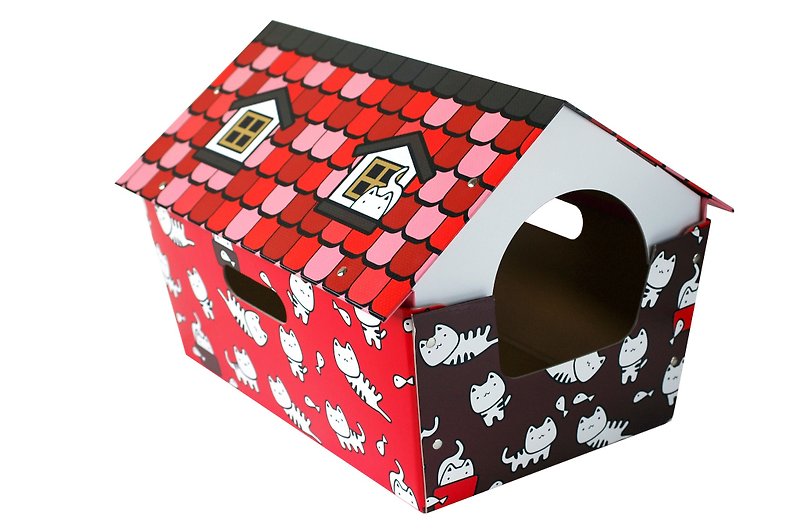 cat cat house pet cat box box carton wild red - ที่นอนสัตว์ - กระดาษ สีแดง