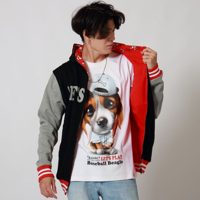 Baseball Beagle / 棒球米格魯 - 帽T/大學T - 棉．麻 