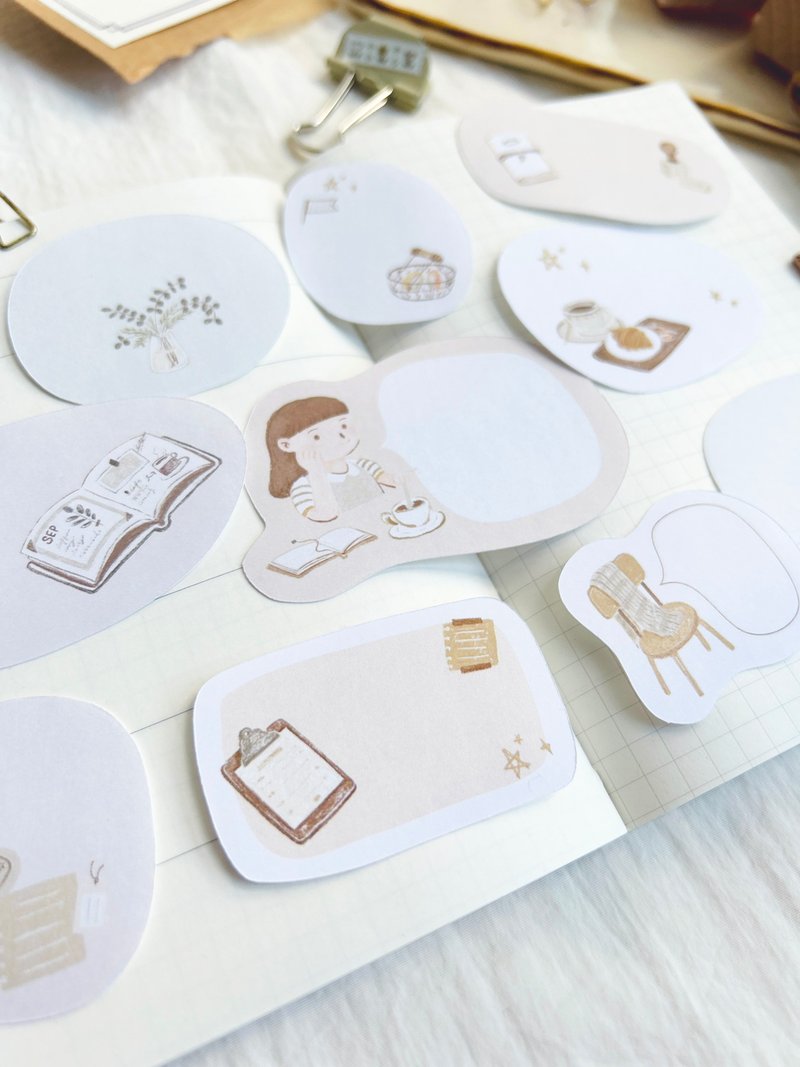 Journaling at a Café Blank Memo Decorative Sticker Pack - สติกเกอร์ - กระดาษ ขาว