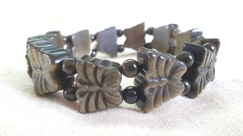 CJ62. Jin Yao butterfly hand row - Bracelets - Semi-Precious Stones Black