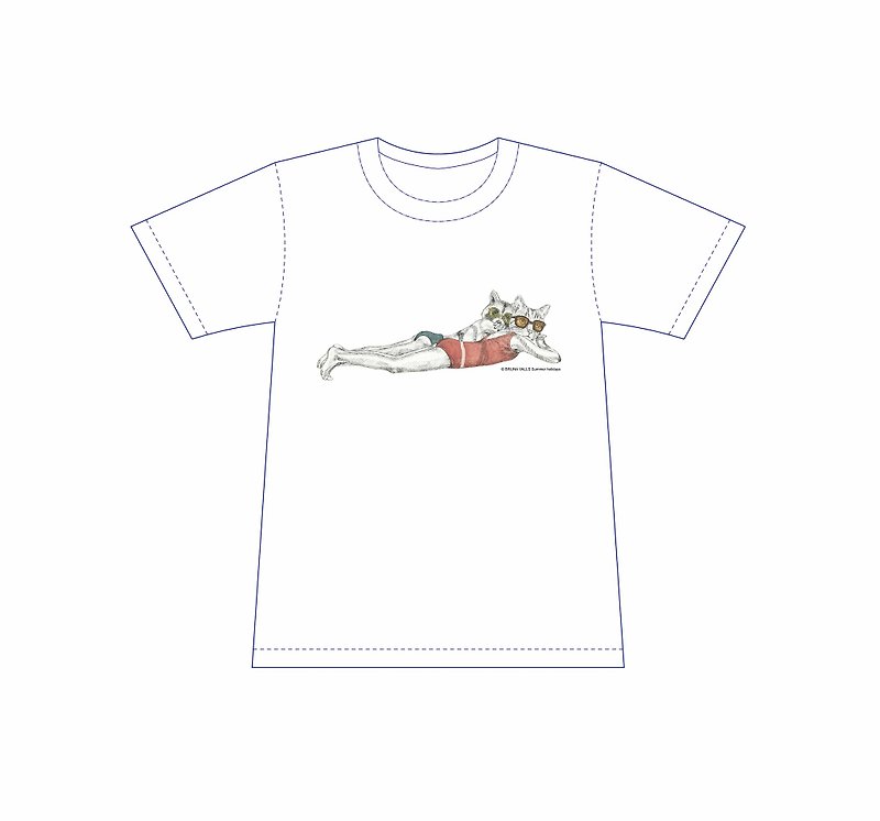 T-shirt - summer vacation - เสื้อยืดผู้หญิง - ผ้าฝ้าย/ผ้าลินิน 