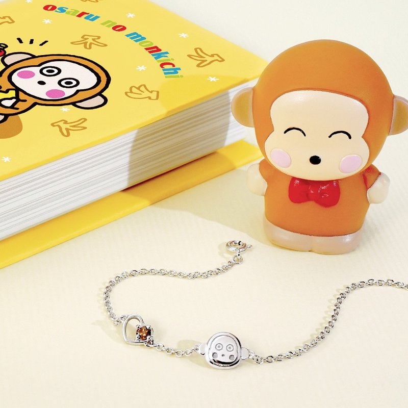 Osaru no monkichi classic series-My love naughty monkey crystal diamond sterling silver bracelet - สร้อยข้อมือ - เงินแท้ สีเงิน