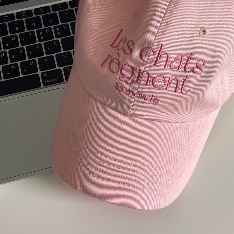 LES CHATS ball cap (PInk) - 帽子 - 棉．麻 粉紅色