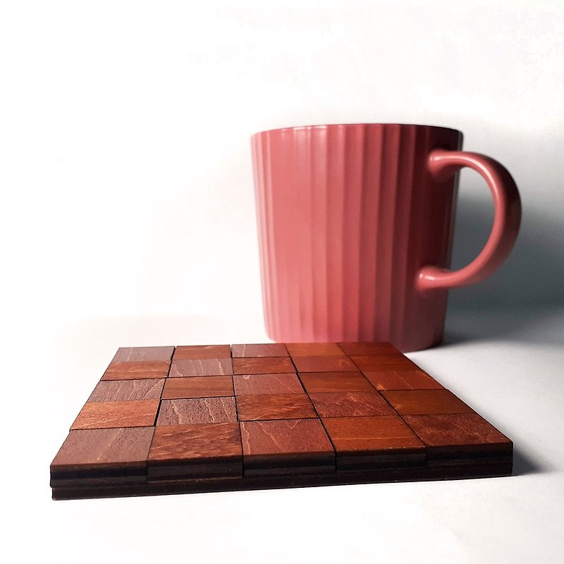 手工木作創意杯墊 木在一起 - 二五木 - 杯墊 - 木頭 咖啡色