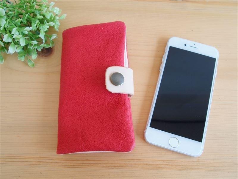【オーダーメイド 定番レッド】豚革やわらかスマホケース【多機種対応】レザーカバー【iphone6,xperia,galaxy】 - その他 - 革 ピンク